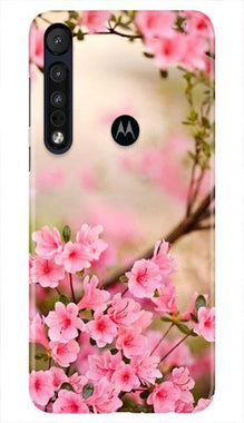Pink flowers Mobile Back Case for Moto One Macro (Design - 69)