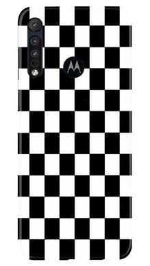 Black White Boxes Mobile Back Case for Moto One Macro (Design - 372)