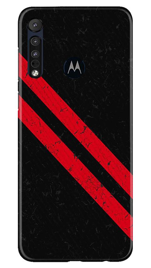 Black Red Pattern Mobile Back Case for Moto One Macro (Design - 373)