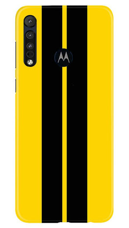 Black Yellow Pattern Mobile Back Case for Moto One Macro (Design - 377)