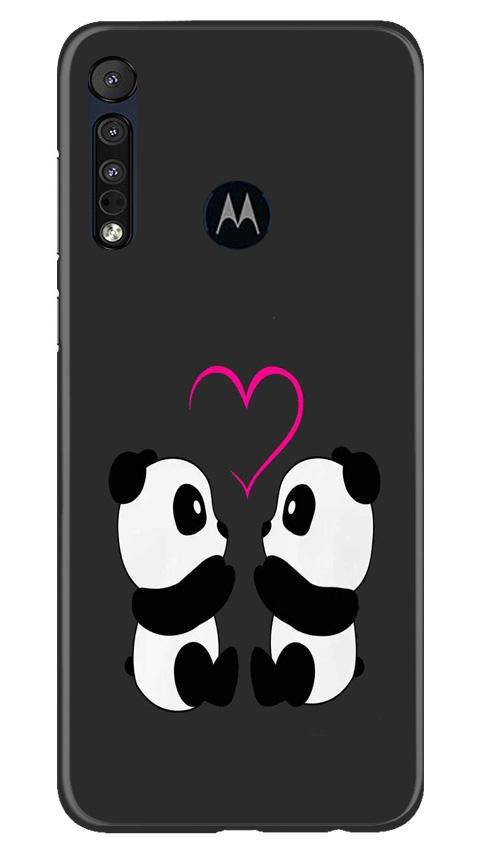 Panda Love Mobile Back Case for Moto One Macro (Design - 398)