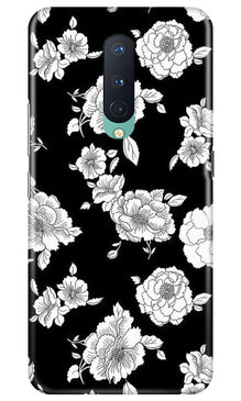White flowers Black Background Mobile Back Case for OnePlus 8 (Design - 9)