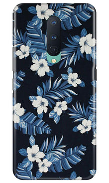 White flowers Blue Background2 Mobile Back Case for OnePlus 8 (Design - 15)