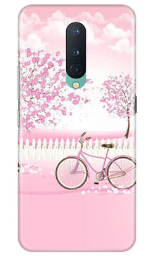 Pink Flowers Cycle Mobile Back Case for OnePlus 8  (Design - 102)