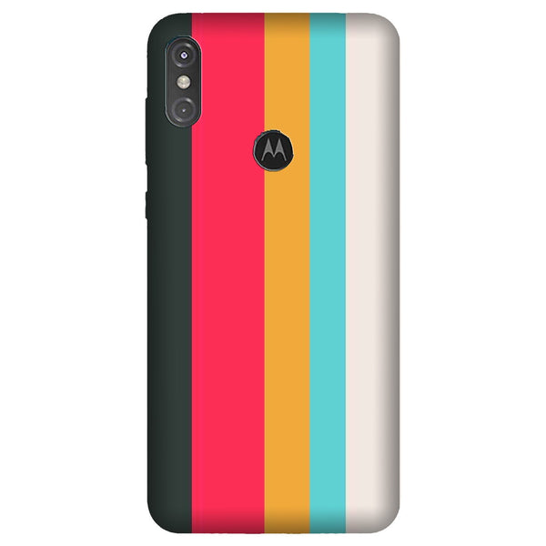 Color Pattern Mobile Back Case for Moto One Power (Design - 369)