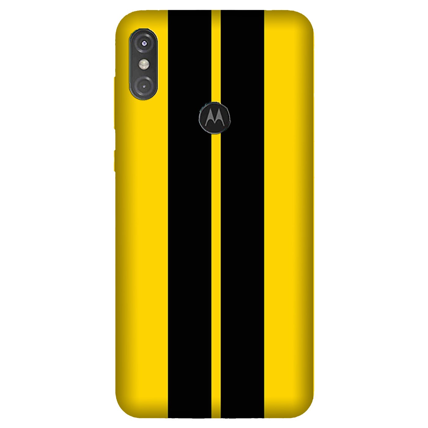 Black Yellow Pattern Mobile Back Case for Moto One Power (Design - 377)