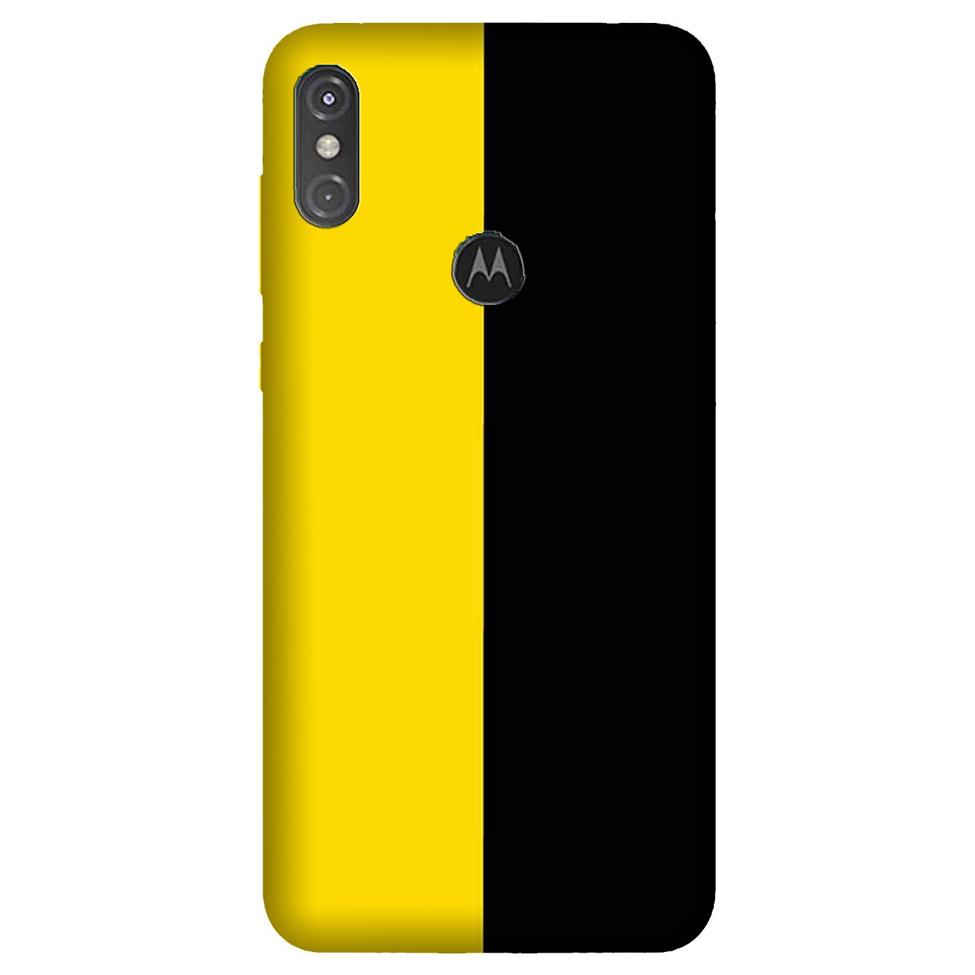 Black Yellow Pattern Mobile Back Case for Moto One Power (Design - 397)