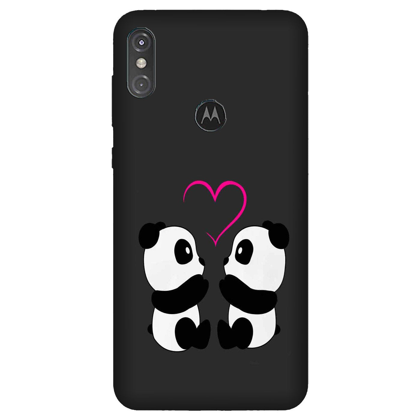 Panda Love Mobile Back Case for Moto One Power (Design - 398)