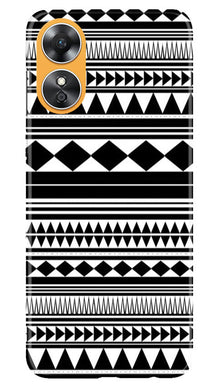 Black white Pattern Mobile Back Case for Oppo A17 (Design - 5)