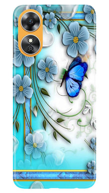 Blue Butterfly Mobile Back Case for Oppo A17 (Design - 21)