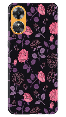 Rose Black Background Mobile Back Case for Oppo A17 (Design - 27)