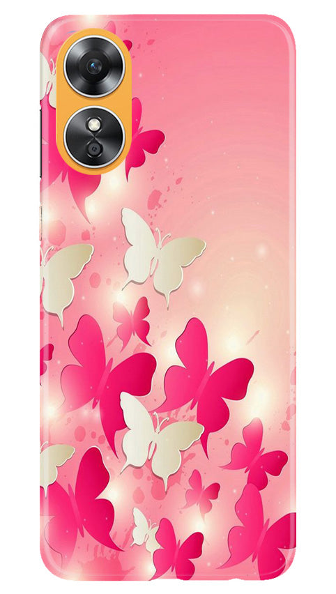 White Pick Butterflies Case for Oppo A17