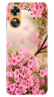Pink flowers Mobile Back Case for Oppo A17 (Design - 69)