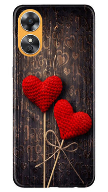 Red Hearts Mobile Back Case for Oppo A17 (Design - 80)
