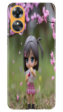 Cute Girl Mobile Back Case for Oppo A17 (Design - 92)
