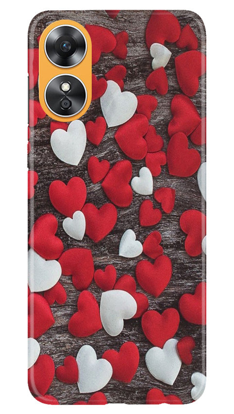 Red White Hearts Case for Oppo A17  (Design - 105)