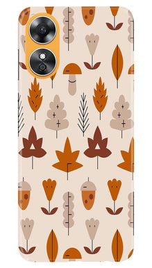 Leaf Pattern Art Mobile Back Case for Oppo A17  (Design - 132)