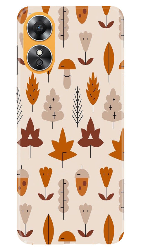 Leaf Pattern Art Case for Oppo A17  (Design - 132)
