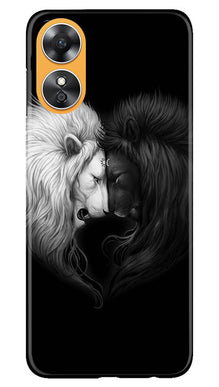 Dark White Lion Mobile Back Case for Oppo A17  (Design - 140)