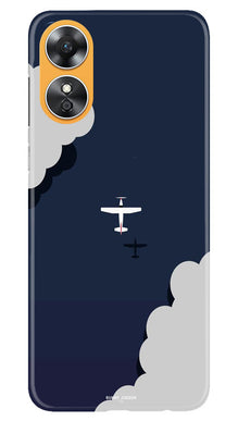 Clouds Plane Mobile Back Case for Oppo A17 (Design - 165)