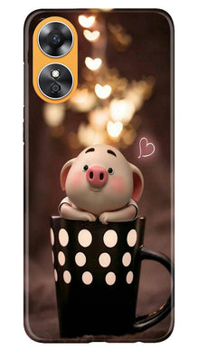 Cute Bunny Mobile Back Case for Oppo A17 (Design - 182)