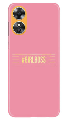 Girl Boss Pink Mobile Back Case for Oppo A17 (Design - 232)