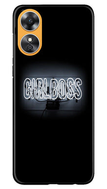 Girl Boss Black Mobile Back Case for Oppo A17 (Design - 237)