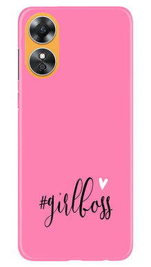 Girl Boss Pink Mobile Back Case for Oppo A17 (Design - 238)