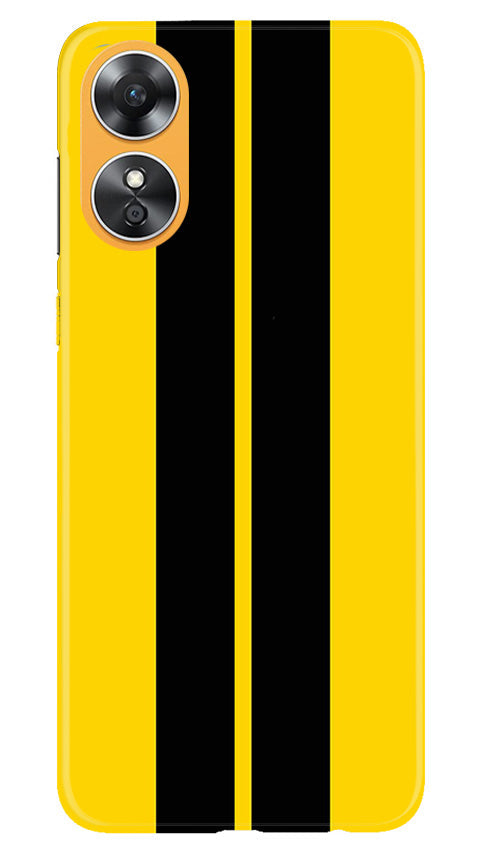 Black Yellow Pattern Mobile Back Case for Oppo A17 (Design - 336)