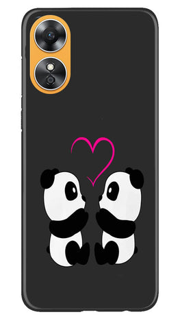 Panda Love Mobile Back Case for Oppo A17 (Design - 355)