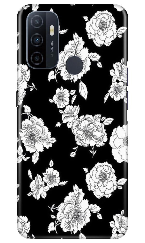 White flowers Black Background Case for Oppo A53