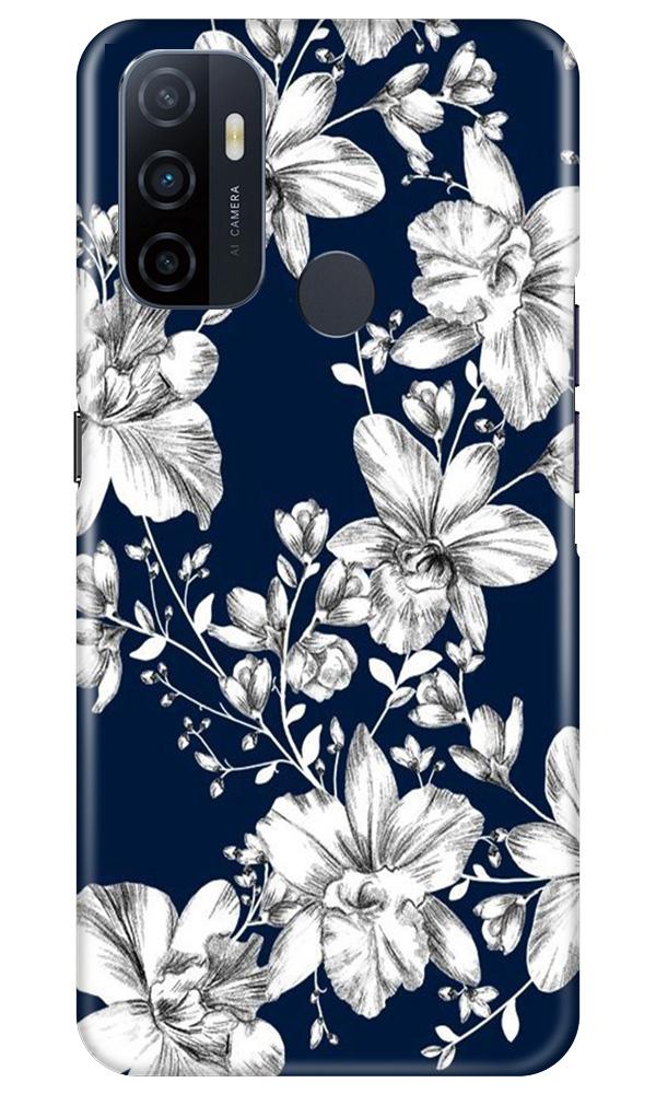 White flowers Blue Background Case for Oppo A33
