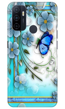 Blue Butterfly Mobile Back Case for Oppo A33 (Design - 21)