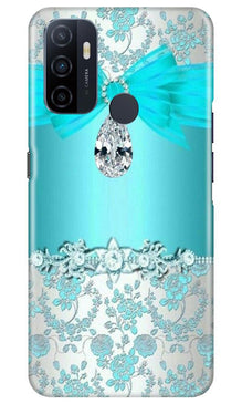 Shinny Blue Background Mobile Back Case for Oppo A53 (Design - 32)