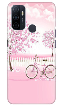 Pink Flowers Cycle Mobile Back Case for Oppo A53  (Design - 102)