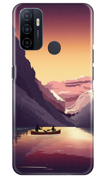 Mountains Boat Mobile Back Case for Oppo A33 (Design - 181)