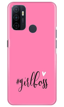 Girl Boss Pink Mobile Back Case for Oppo A53 (Design - 269)