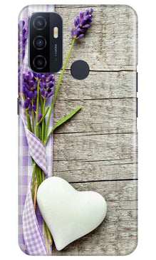 White Heart Mobile Back Case for Oppo A53 (Design - 298)