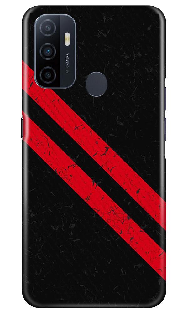 Black Red Pattern Mobile Back Case for Oppo A53 (Design - 373)