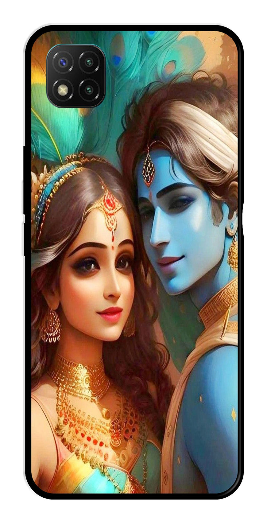 Lord Radha Krishna Metal Mobile Case for Poco C3   (Design No -01)