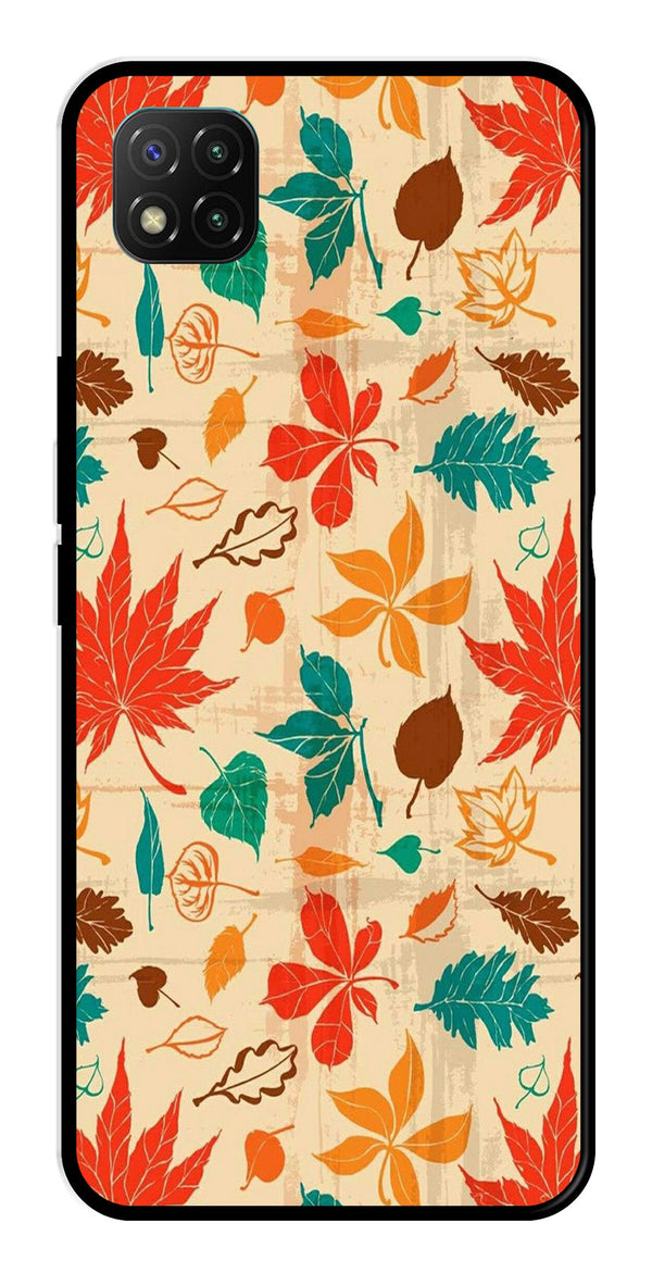 Leafs Design Metal Mobile Case for Poco C3   (Design No -14)