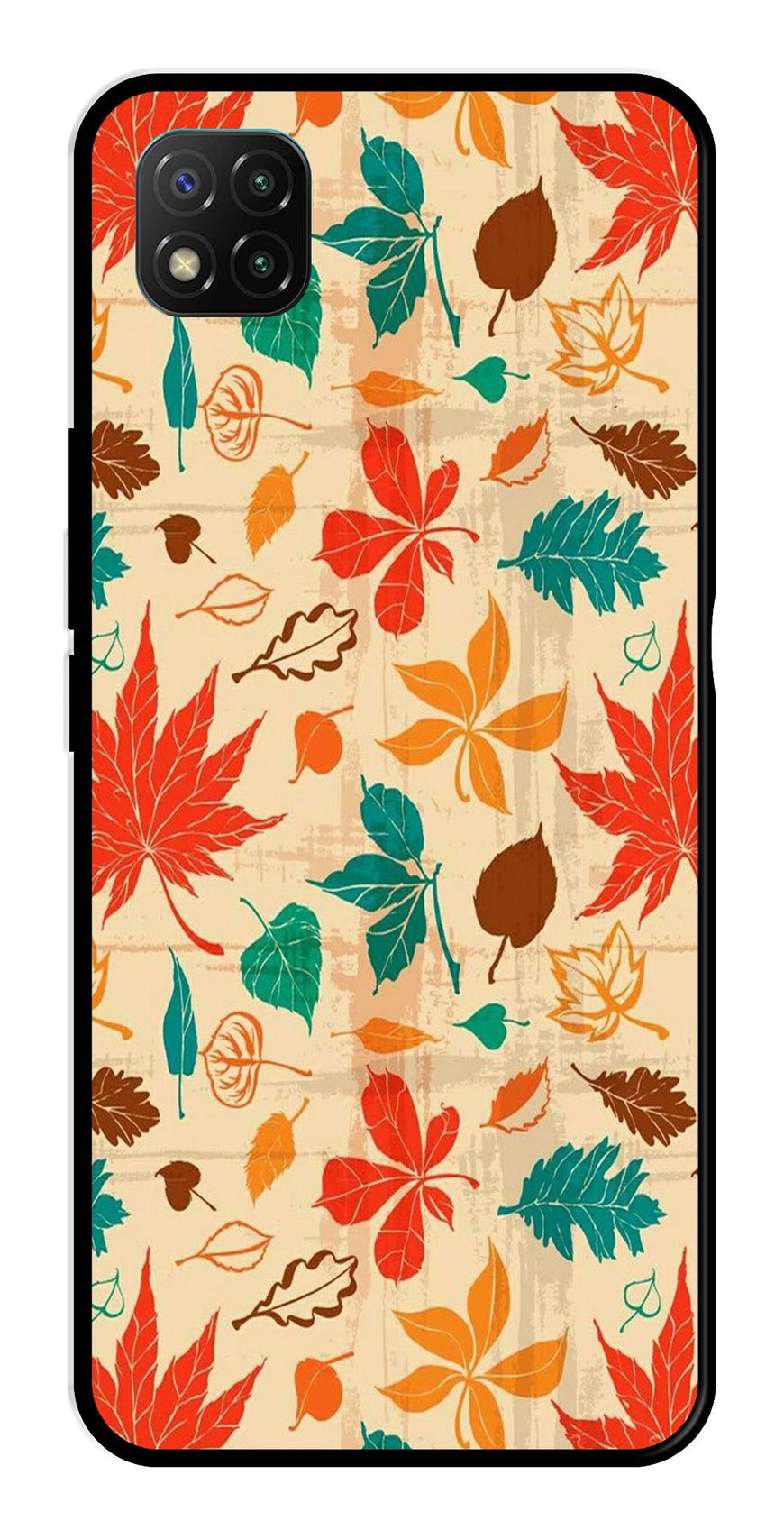 Leafs Design Metal Mobile Case for Poco C3   (Design No -14)