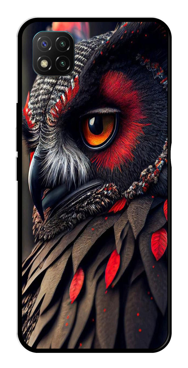 Owl Design Metal Mobile Case for Poco C3   (Design No -26)
