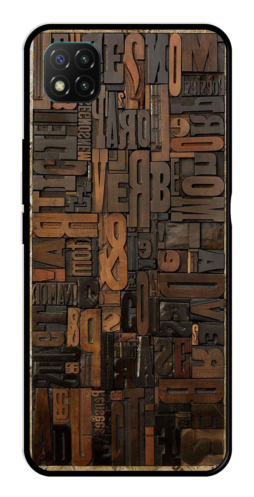 Alphabets Metal Mobile Case for Poco C3   (Design No -32)