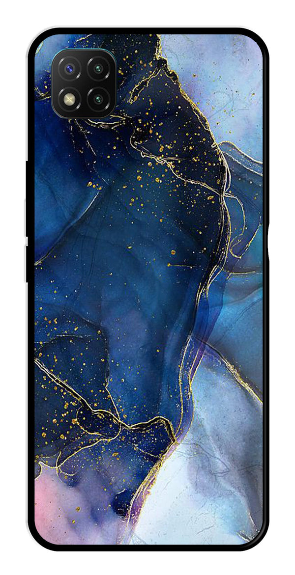Blue Marble Metal Mobile Case for Poco C3   (Design No -34)
