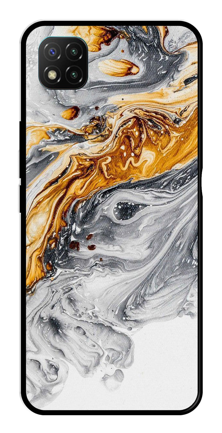 Marble Pattern Metal Mobile Case for Poco C3   (Design No -36)