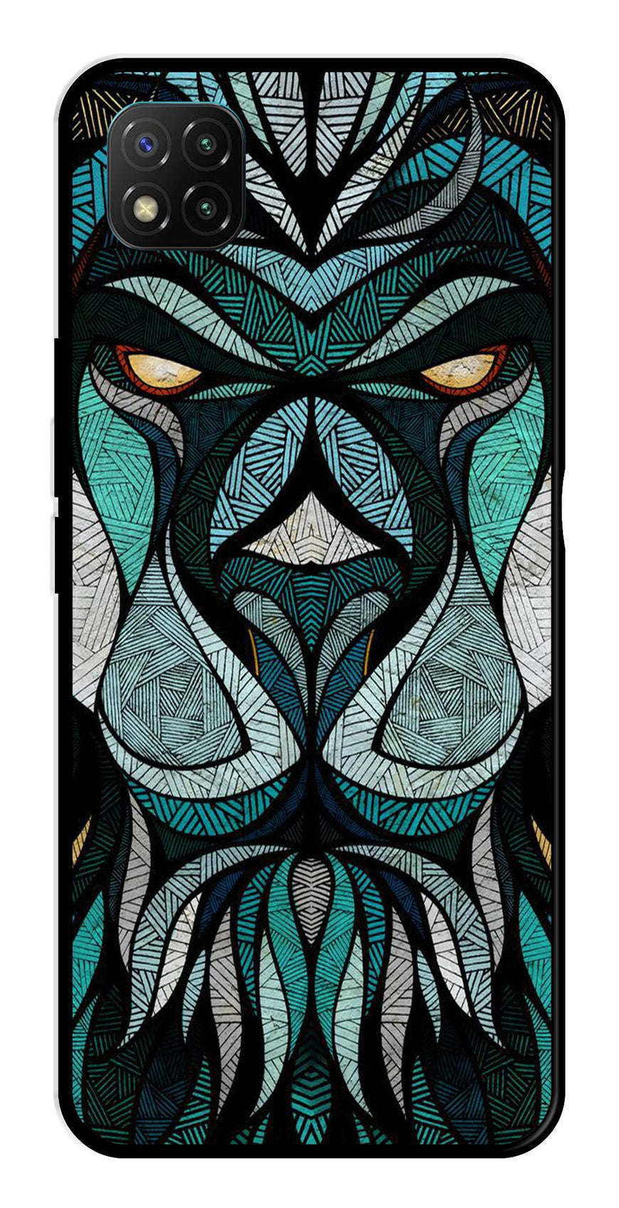 Lion Pattern Metal Mobile Case for Poco C3   (Design No -40)