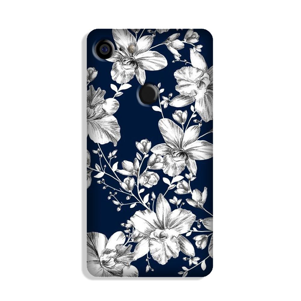 White flowers Blue Background Case for Google Pixel 3 XL