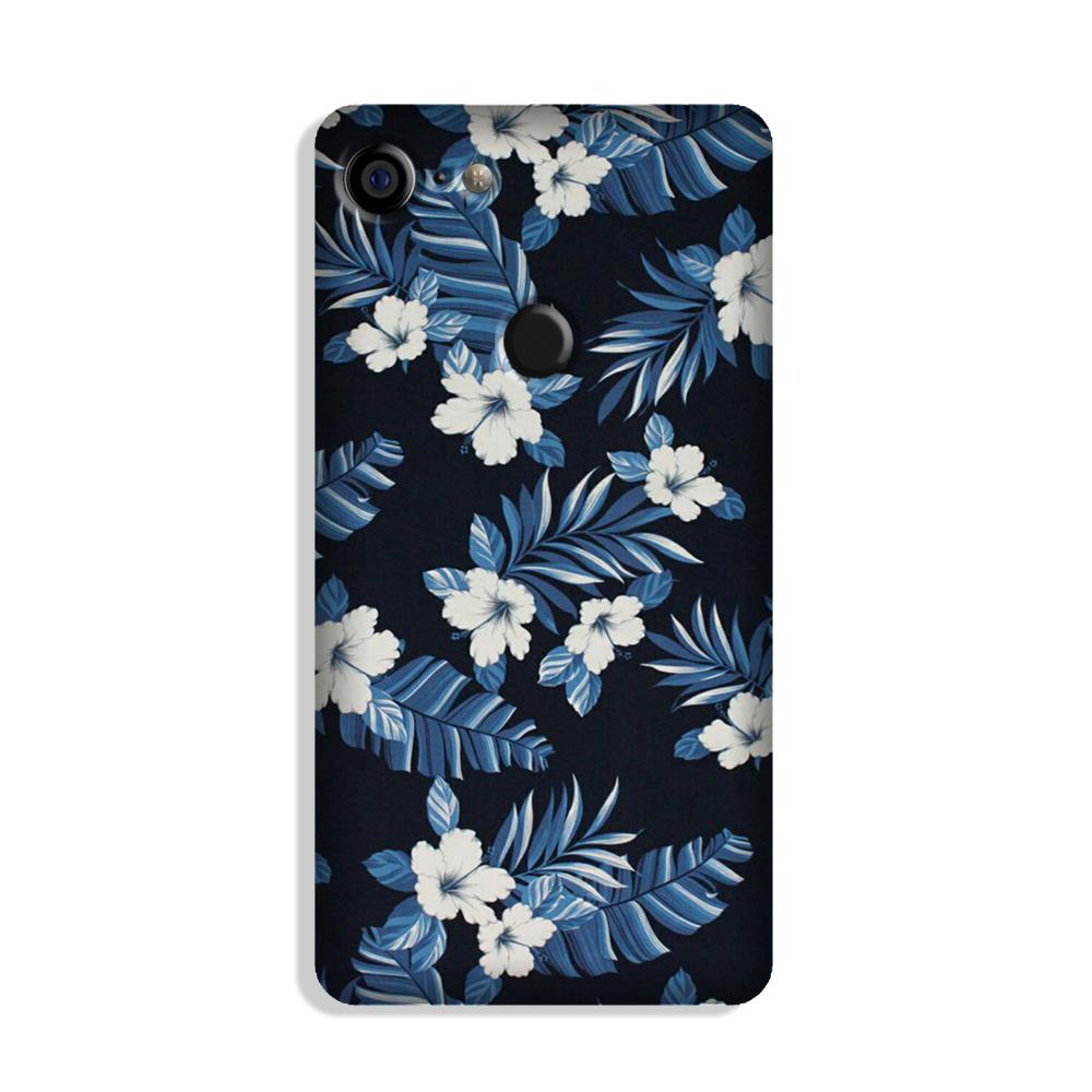 White flowers Blue Background2 Case for Google Pixel 3 XL