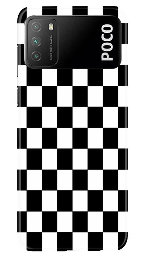 Black White Boxes Mobile Back Case for Xiaomi Poco M3 (Design - 372)